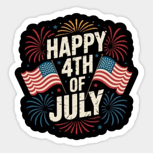 Happy 4th Of July Patriotic American US Flag 4th Of July Sticker